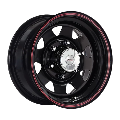 MAG WHEEL - SPOKE BLACK WITH RED PINSTRIPE 15X7 5X114.3 STEEL WHEELS (SET OF 4)